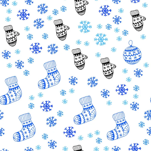 Luz Azul Patrón Sin Costuras Vector Con Copos Nieve Navidad — Vector de stock
