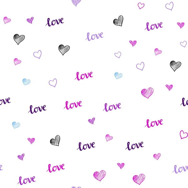 Светло Розовый Голубой Векторный Узор Фразой Love You Сердца Романтическая — стоковый вектор