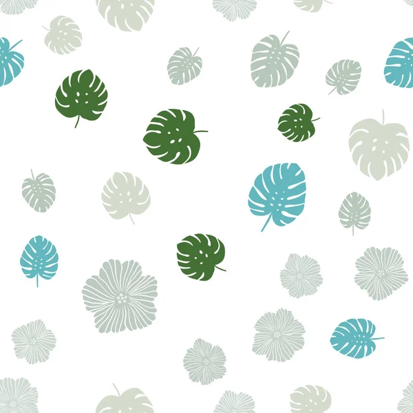 Light Blue Green Vector Seamless Natural Backdrop Flowers Leaves Colorful — Stock Vector