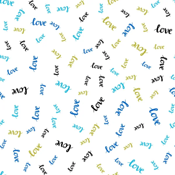 Dark Multicolor Vector Seamless Background Words Love Illustration Phrase Love — Stock Vector