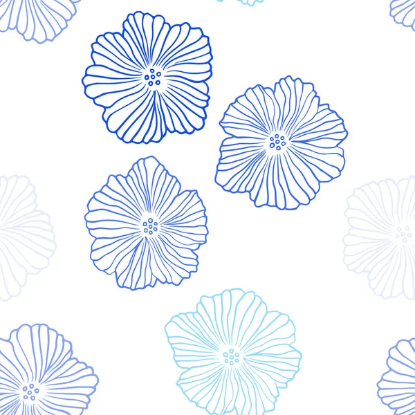 Hellblaues Vektornahtloses Doodle Layout Mit Blumen Eine Elegante Helle Illustration — Stockvektor