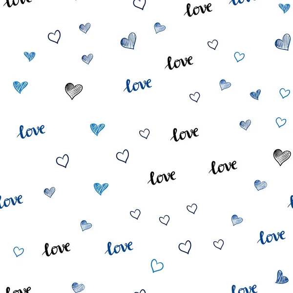 Vecteur Bleu Foncé Motif Sans Couture Avec Phrase Love You — Image vectorielle