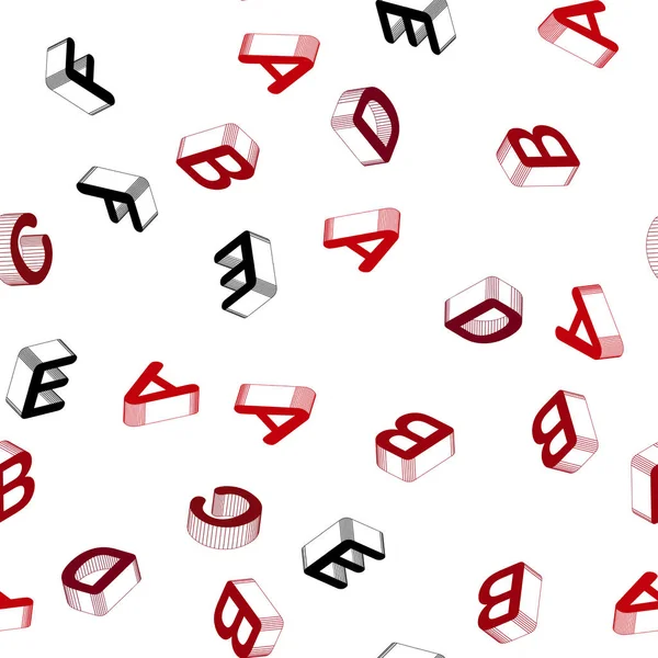 Fond Sans Couture Vecteur Rouge Clair Avec Des Signes Alphabet — Image vectorielle