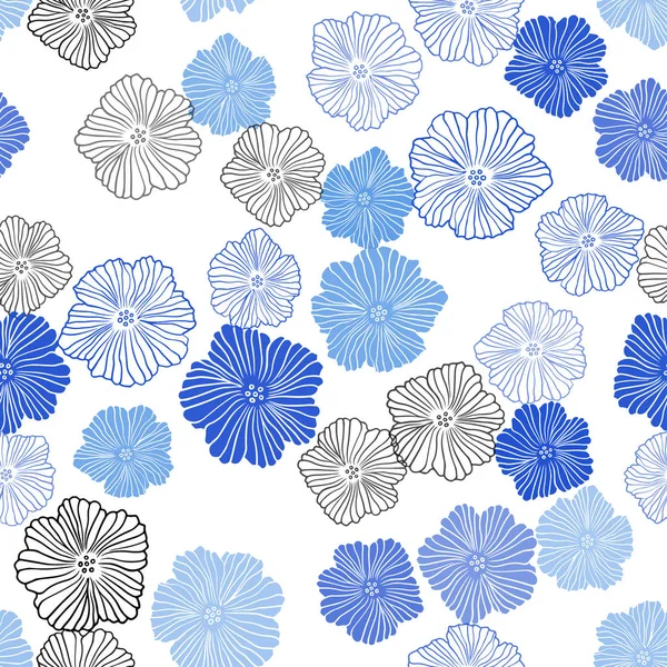 Hellblauer Vektor Nahtloser Natürlicher Hintergrund Mit Blumen Moderne Abstrakte Illustration — Stockvektor