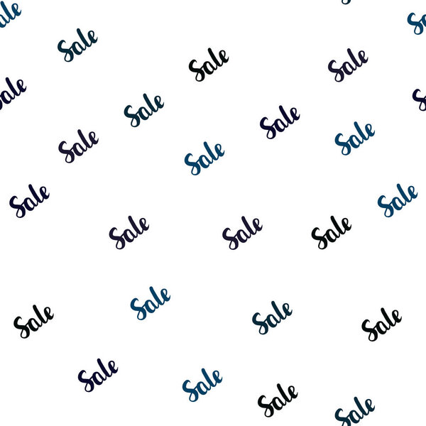 Dark BLUE vector seamless template with selling words. Shining colorful illustration with isolated selling prices. Design for business ads, commercials.