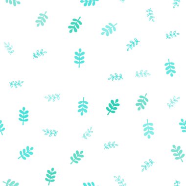 Işık yeşil vektör yaprak ile sorunsuz arka plan. Doodle tarzı yaprakları ile yeni renkli resimde. Tasarım için duvar kağıdı, kumaş üreticileri.