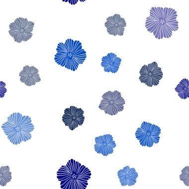 Koyu mavi çiçekler ile sorunsuz arka plan vektör. Beyaz arka plan üzerinde doğal tarzı çiçeklenir. Tekstil, kumaş, duvar kağıtları için tasarım.