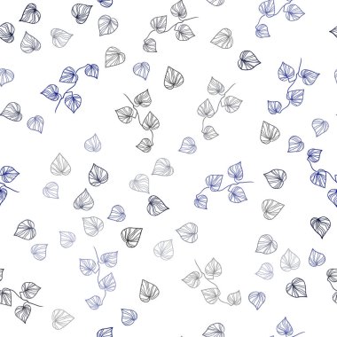 Koyu mavi yaprakları ile sorunsuz soyut tasarım vektör. Doodle tarzı yaprakları ile yeni renkli resimde. Desen tasarım kumaş, duvar kağıtları.