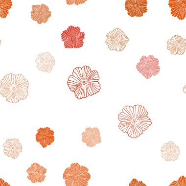 Işık turuncu vektör sorunsuz doodle arka plan çiçekler ile. İllüstrasyon soyut doodle renkli çiçekli. Tekstil, kumaş, duvar kağıtları için tasarım.