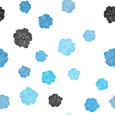 Koyu mavi çiçekler ile sorunsuz arka plan vektör. Yaratıcı çizim çiçek ile bulanık tarzında. Kartvizit, Web siteleri için şablon.