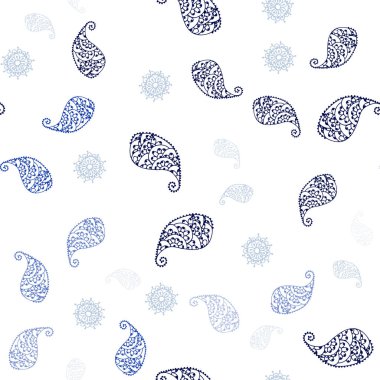 Hafif mavi vektör yaprak ve çiçek ile sorunsuz zarif şablonu. Yaprak ve çiçek ile modern soyut resim. Tasarım için duvar kağıdı, kumaş üreticileri.