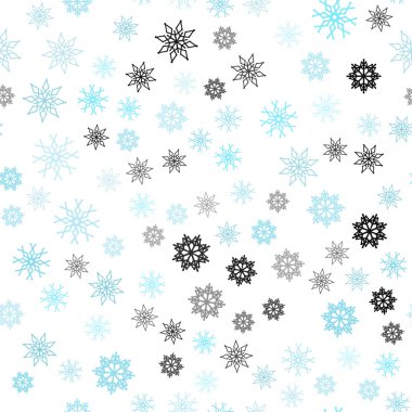 Açık mavi, parlak kar taneleri sorunsuz düzeniyle vektör yeşil. Parlayan illüstrasyon kar Noel tarzı ile renkli. Duvar kağıdı, kumaş üreticileri için modaya uygun bir tasarım.