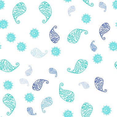 Koyu mavi vektör yaprak ve çiçek ile sorunsuz soyut tasarım. Yaprak ve çiçek ile yeni renkli resimde. Tekstil, kumaş, duvar kağıtları için tasarım.