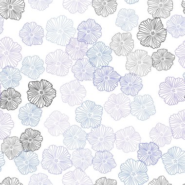 Açık mavi, kırmızı vektör sorunsuz doodle arka plan çiçekler ile. Beyaz arka plan üzerinde doğal tarzı çiçeklenir. Desen için modaya uygun Kumaş, duvar kağıtları.