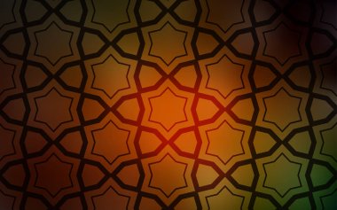 Koyu yeşil, sarı kapak küçük ve büyük yıldız ile vektör. Dekoratif illüstrasyon soyut şablonundaki yıldız ile. Hediye sarma deseni.