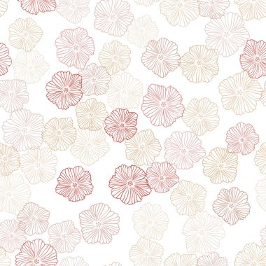 Açık mavi, kırmızı vektör sorunsuz doğal zemin çiçek ile. Beyaz arka plan üzerinde kabataslak doodle çiçekler. Tekstil, kumaş, duvar kağıtları için tasarım.