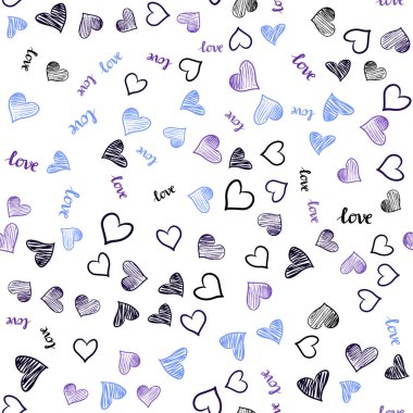 Koyu pembe, mavi alıntı Love You, kalpleri ile sorunsuz kapak vektör. Renkli resimde alıntı Love You, kalpleri ile. Kartvizit, Web siteleri için şablon.