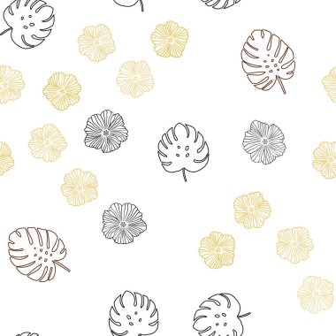 Açık yeşil, sarı vektör sorunsuz doodle deseni çiçekli, yaprakları. Yaprak ve çiçek ile modern soyut resim. Kartvizit, Web siteleri için şablon.