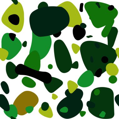 Koyu yeşil, kırmızı disklerle sorunsuz doku vektör. Bulanık damla Glitter soyut Illustration yağmur. Desen tasarım kumaş, duvar kağıtları.