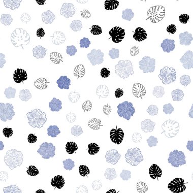 Hafif mavi vektör sorunsuz zarif arka plan yaprakları, çiçekleri ile. Bulanık stil yaprakları, çiçekleri ile yaratıcı çizimde. Kartvizit, Web siteleri için şablon.