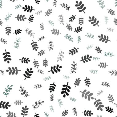 Yapraklar, dallar ile koyu yeşil vektör sorunsuz doodle desen. Doodle çizimi bırakır ve Origami tarzında şubeleri. Tasarım için duvar kağıdı, kumaş üreticileri.