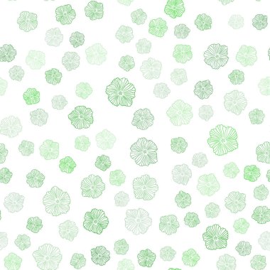 Işık yeşil vektör çiçekli sorunsuz soyut tasarım. Renkli resimde doodle tarzı çiçekli. Doku pencere panjur, perdeler için.