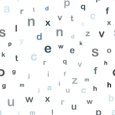 Koyu mavi sorunsuz zemin ile İngilizce sembolleri vektör. Abc İngilizce sembolleri ile modern geometrik şekil. Tekstil, kumaş, duvar kağıtları için tasarım.