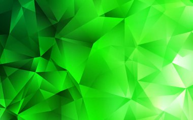 Açık yeşil vektör arkaplanı, çizgiler, üçgenler. Doğa tarzında üçgenleri olan güzel bir çizim. Reklamlar için desen.