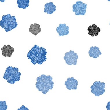 Çiçek ile ışık mavi vektör sorunsuz doodle düzeni. Renkli resimde doodle tarzı çiçekli. Doku pencere panjur, perdeler için.