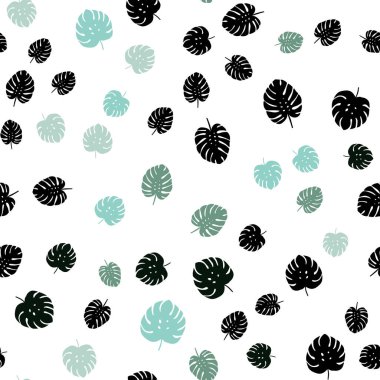 Açık mavi, yeşil vektör sorunsuz zarif arka plan yaprakları ile. Belirsiz bir soyut illüstrasyon yaprakları karalamalar tarzı ile. Doku pencere panjur, perdeler için.