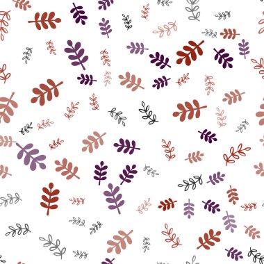 Koyu kırmızı vektör sorunsuz doodle zemin yapraklar, dallar ile. Beyaz arka plan üzerinde kabataslak karalamalar. Doku pencere panjur, perdeler için.