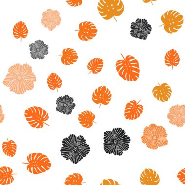 Işık turuncu vektör çiçekler, yapraklar ile seamless doğal modeli. Yaprak ve çiçek ile zarif bir parlak örnek. Desen için modaya uygun Kumaş, duvar kağıtları.