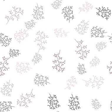 Hafif pembe, kırmızı vektör sorunsuz doodle desen dalları ile. Beyaz arka plan üzerinde doğal tarzı şubeleri var. Tekstil, kumaş, duvar kağıtları için tasarım.