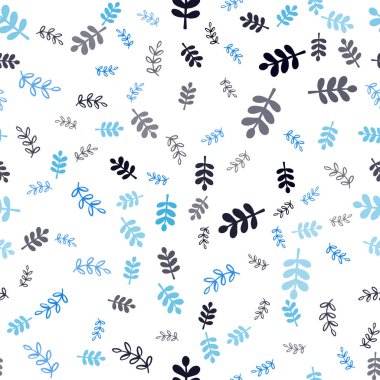 Koyu mavi vektör sorunsuz doodle desen yapraklar, dallar ile. İllüstrasyon soyut şablonundaki karalamalar ile. Desen için modaya uygun Kumaş, duvar kağıtları.