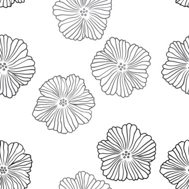 Koyu gri vektör çiçek ile sorunsuz zarif duvar kağıdı. Çiçekler beyaz arka plan üzerinde gradyan ile. Desen tasarım kumaş, duvar kağıtları.