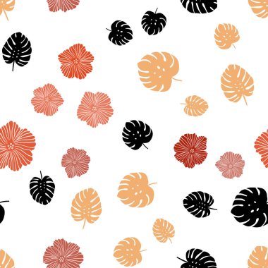 Işık turuncu vektör sorunsuz doodle deseni çiçekli, yaprakları. Renkli resimde doodle tarzı yaprakları, çiçekleri ile. Tasarım için duvar kağıdı, kumaş üreticileri.