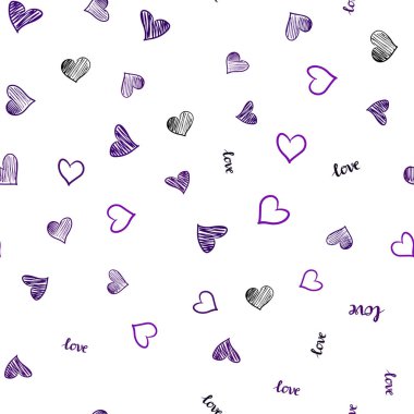 Koyu mor, pembe ifade Love You, kalpleri ile Dikişsiz desen vektör. Resimde ifade Love You, Sevgililer günü için kalp ile. Doku pencere panjur, perdeler için.