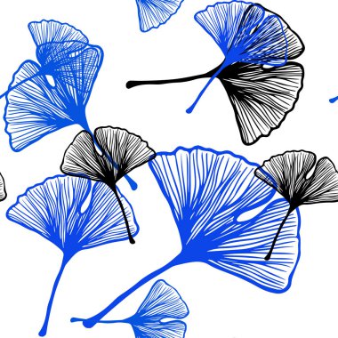 Koyu mavi vektör yaprakları ile sorunsuz zarif şablonu. Renkli resimde doodle tarzı yaprakları ile. Kartvizit, Web siteleri için şablon.