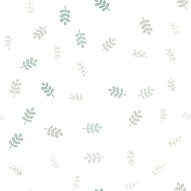Işık yeşil vektör sorunsuz doodle doku yaprakları ile. Yaprakları doodle tarzı ile renkli soyut resimde. Desen tasarım kumaş, duvar kağıtları.