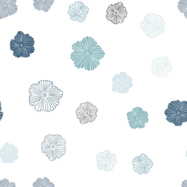 Hafif mavi vektör sorunsuz zemin çiçek ile. Renkli resimde doodle tarzı çiçekli. Desen tasarım kumaş, duvar kağıtları.