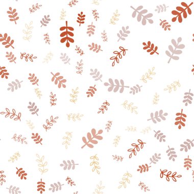 Pembe ışık, yapraklar, dallar vektör sorunsuz doğal desenle sarı. Renkli resimde doodle tarzı yapraklar, dallar ile. Doku pencere panjur, perdeler için.