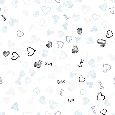 Pembe, mavi vektör sorunsuz doku Love You kelimelerle, kalpleri. Aşk, kalpleri soyut tarzda Illustration kelimelerle. Kartvizit, Web siteleri için şablon.