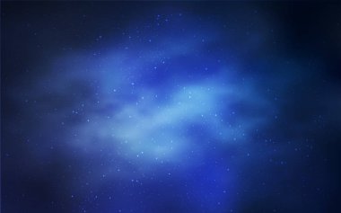 Astronomik yıldız ile ışık mavi vektör kapak. Gökyüzü yıldızlarla illüstrasyon soyut şablonunda parlayan. Akıllı tasarım, iş reklam için.