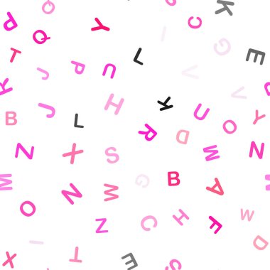 Hafif pembe vektör latin alfabesi ile sorunsuz düzeni. Bulanık tasarım alfabe belirtileri ile basit tarzı. Desen için modaya uygun Kumaş, duvar kağıtları.
