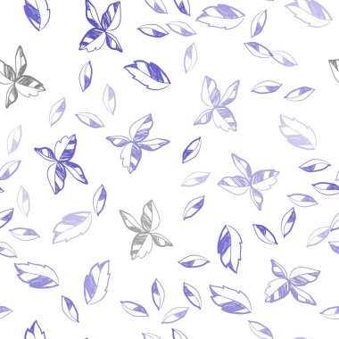 Hafif pembe, mavi vektör sorunsuz doodle arka plan yaprakları ile. bulanık arka plan gradyan ile yapraklarda. Tekstil, kumaş, duvar kağıtları için tasarım.