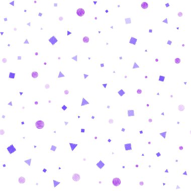 Pembe ışık, daireler, çizgiler, dikdörtgenler vektör sorunsuz düzeniyle mavi. Daireler, çizgiler, rhombus renkli gradyan ile. Duvar kağıdı, kumaş üreticileri için modaya uygun bir tasarım.