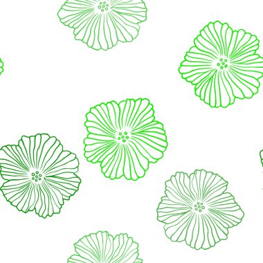 Işık yeşil vektör sorunsuz doodle arka plan çiçekler ile. Dekoratif tasarım çiçek beyaz arka plan üzerinde. Tasarım için duvar kağıdı, kumaş üreticileri.