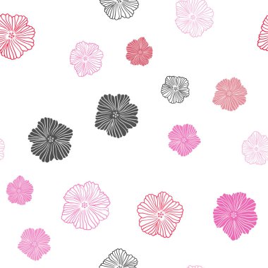 Hafif pembe, kırmızı çiçekler ile sorunsuz doğal arka plan vektör. Dekoratif tasarım çiçek beyaz arka plan üzerinde. Desen için modaya uygun Kumaş, duvar kağıtları.