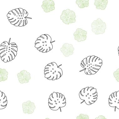 Işık yeşil vektör sorunsuz zemin çiçekli, yaprakları. Yaprak ve çiçek beyaz arka plan üzerinde gradyan ile. Kartvizit, Web siteleri için şablon.