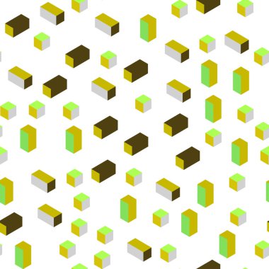 Rhombus karanlık çok renkli vektör kesintisiz, izometrik şablonu. Dikdörtgenler ve kareler ile güzel illüstrasyon. Tekstil, kumaş, duvar kağıtları için tasarım.